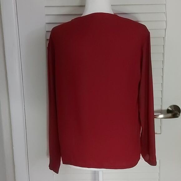 SHEIN Asymmetrical Neck Button Front Top S Corporate Siren Cherry Girl Holiiday - Picture 2 of 10